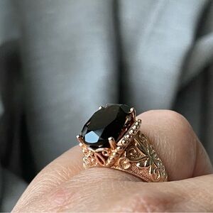 Smokey Quartz Stone | PAJ 925 Sterling Silver Rose Gold Plated Ring Size 6